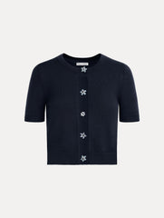 Oscar de la Renta Floral Button Cropped Cardigan