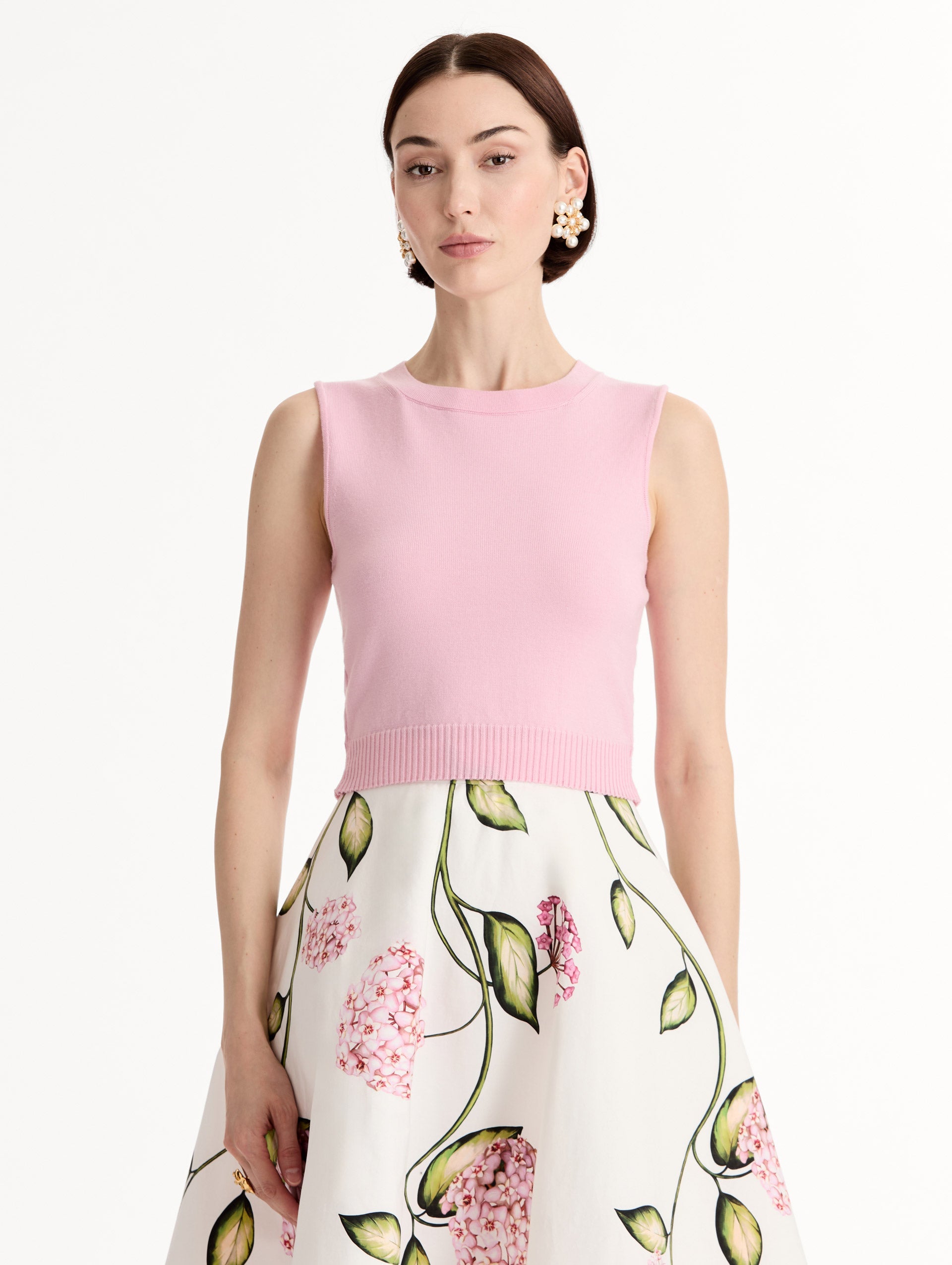 Oscar de la Renta Wool Cropped Tank
