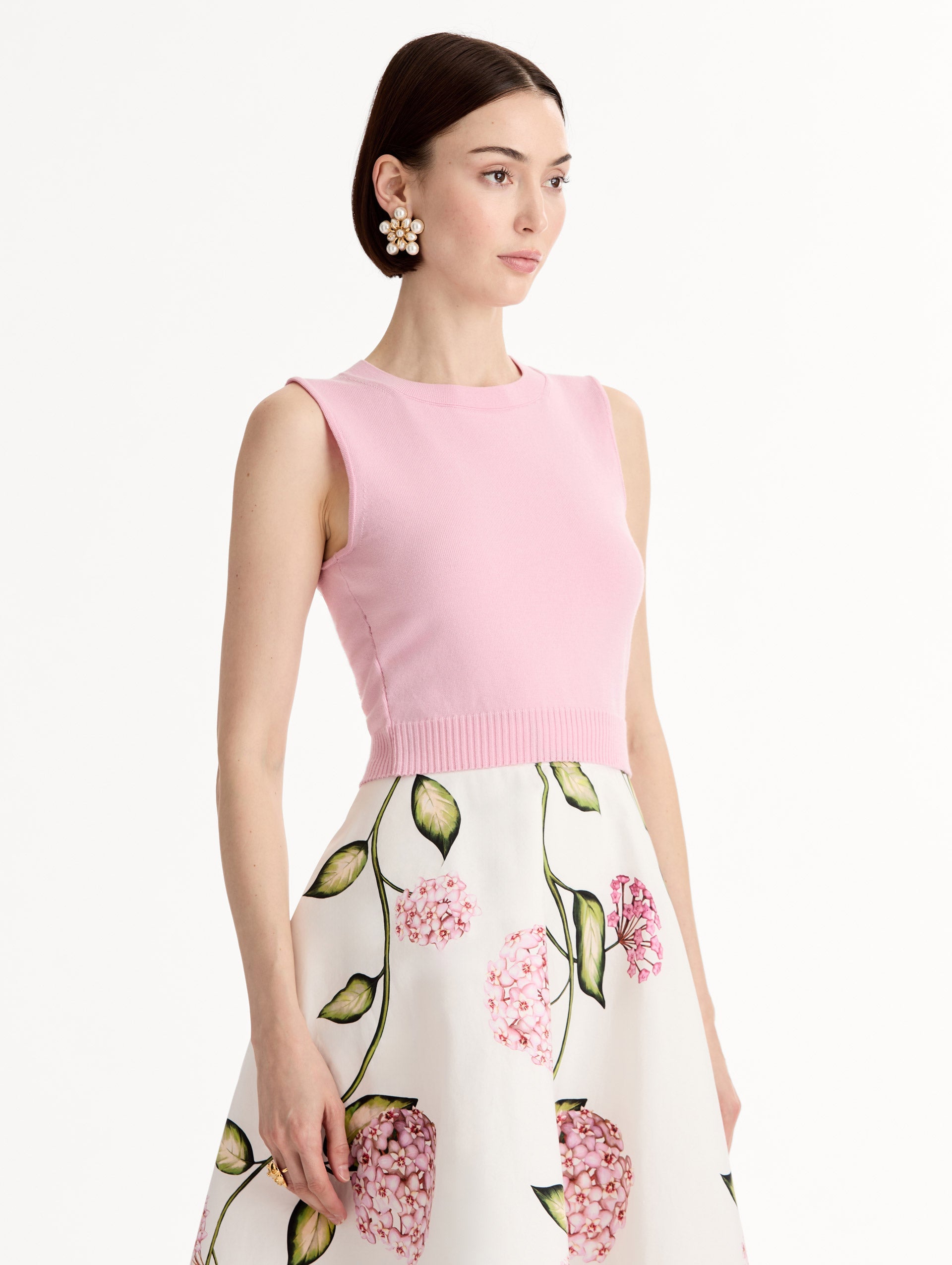 Oscar de la Renta Wool Cropped Tank