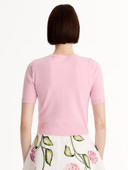 Oscar de la Renta Floral Button Cropped Cardigan