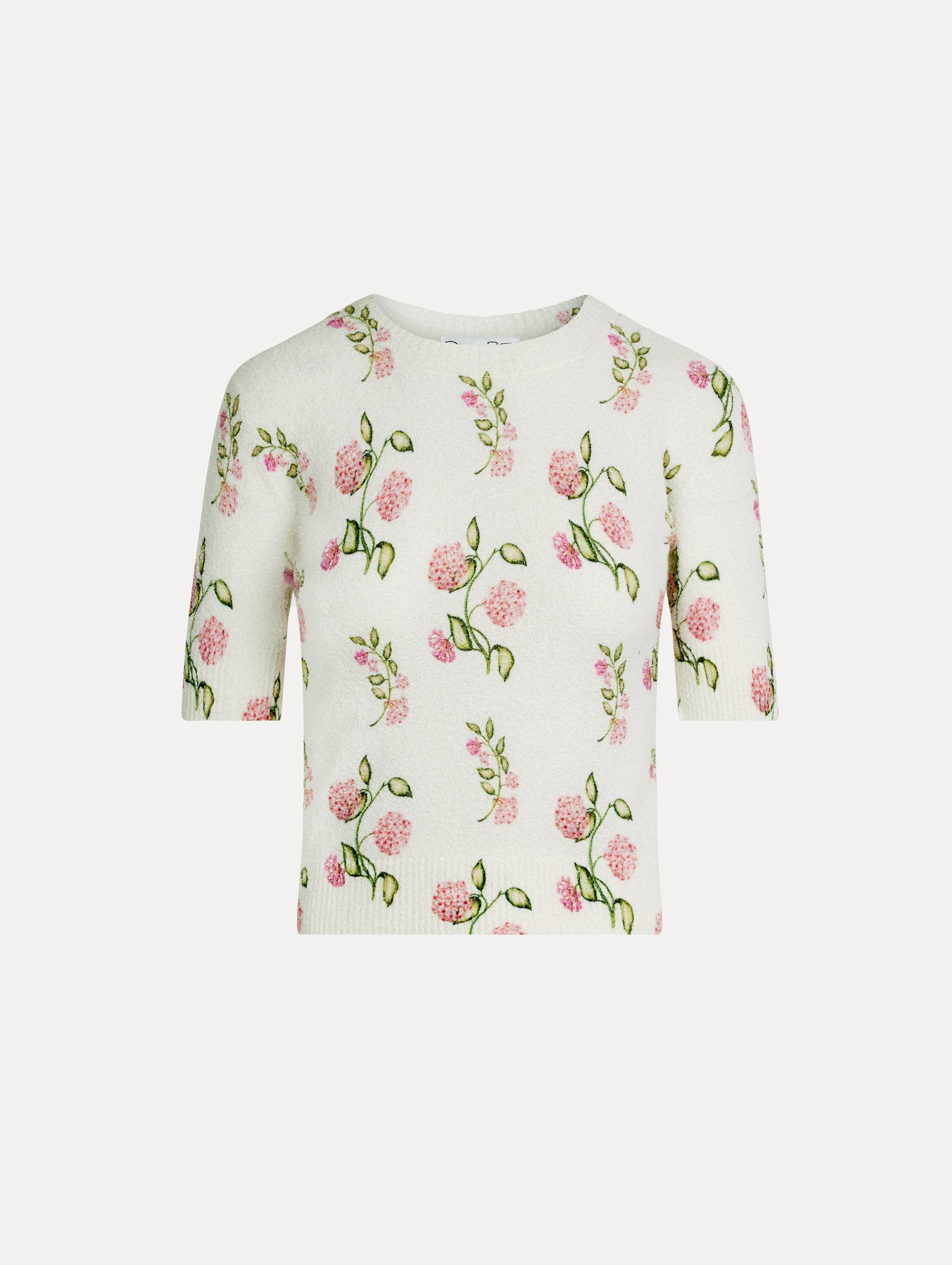 Oscar de la Renta Porcelain Flower-Printed Embroidered Pullover