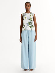 Oscar de la Renta Porcelain Flower-Printed Tank