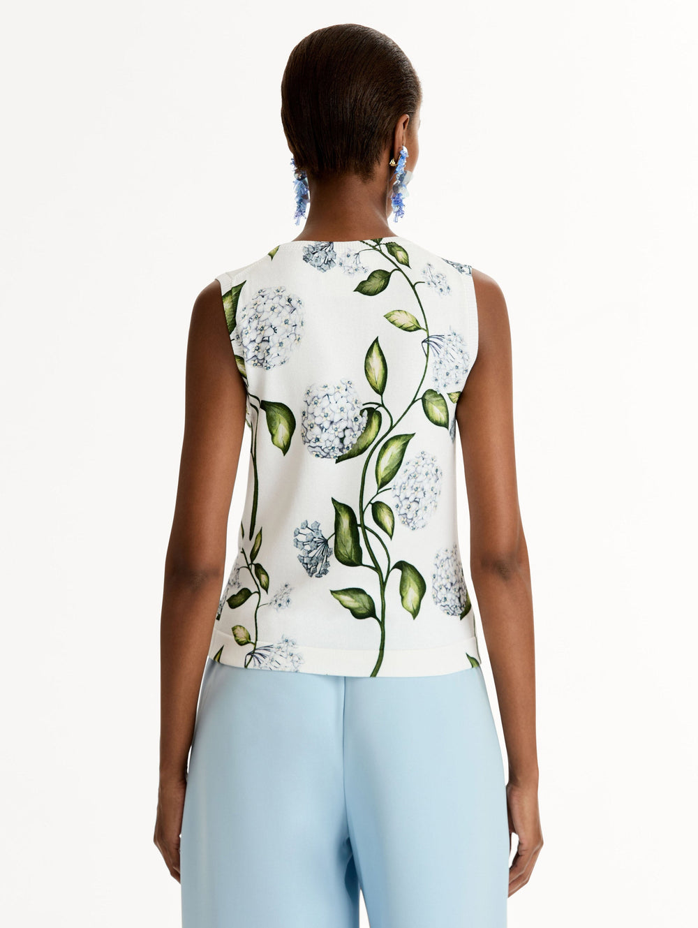 Oscar de la Renta Porcelain Flower-Printed Tank