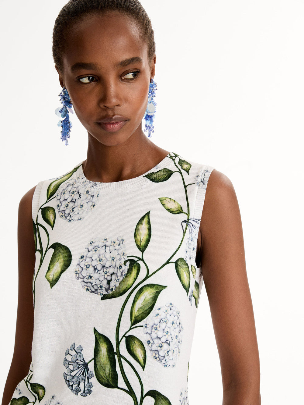 Oscar de la Renta Porcelain Flower-Printed Tank