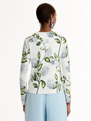 Oscar de la Renta Porcelain Flower-Printed Cardigan