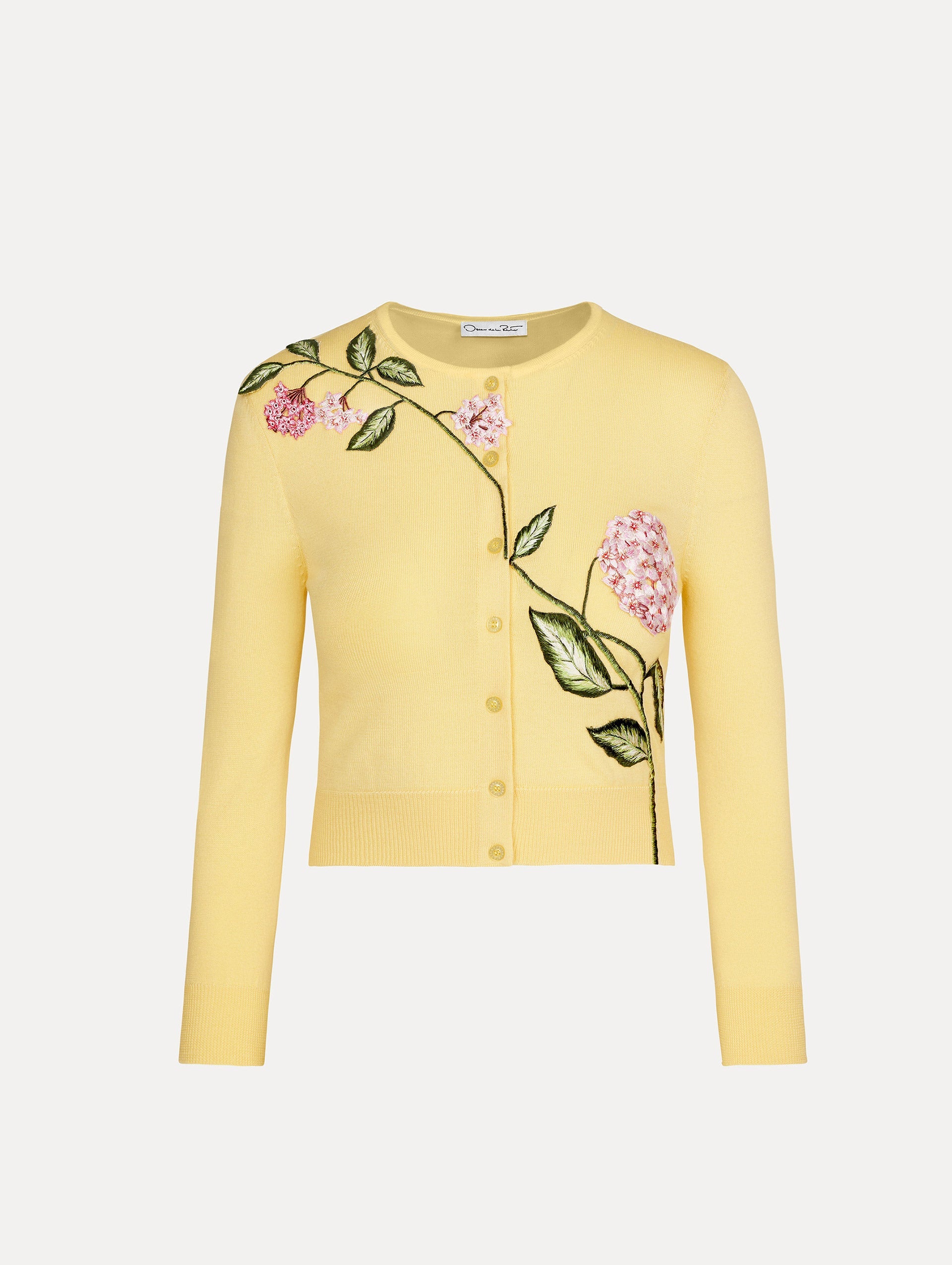 Oscar de la Renta Porcelain Flower Threadwork Cropped Cardigan