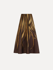 Oscar de la Renta Palm Leaves Faille Skirt