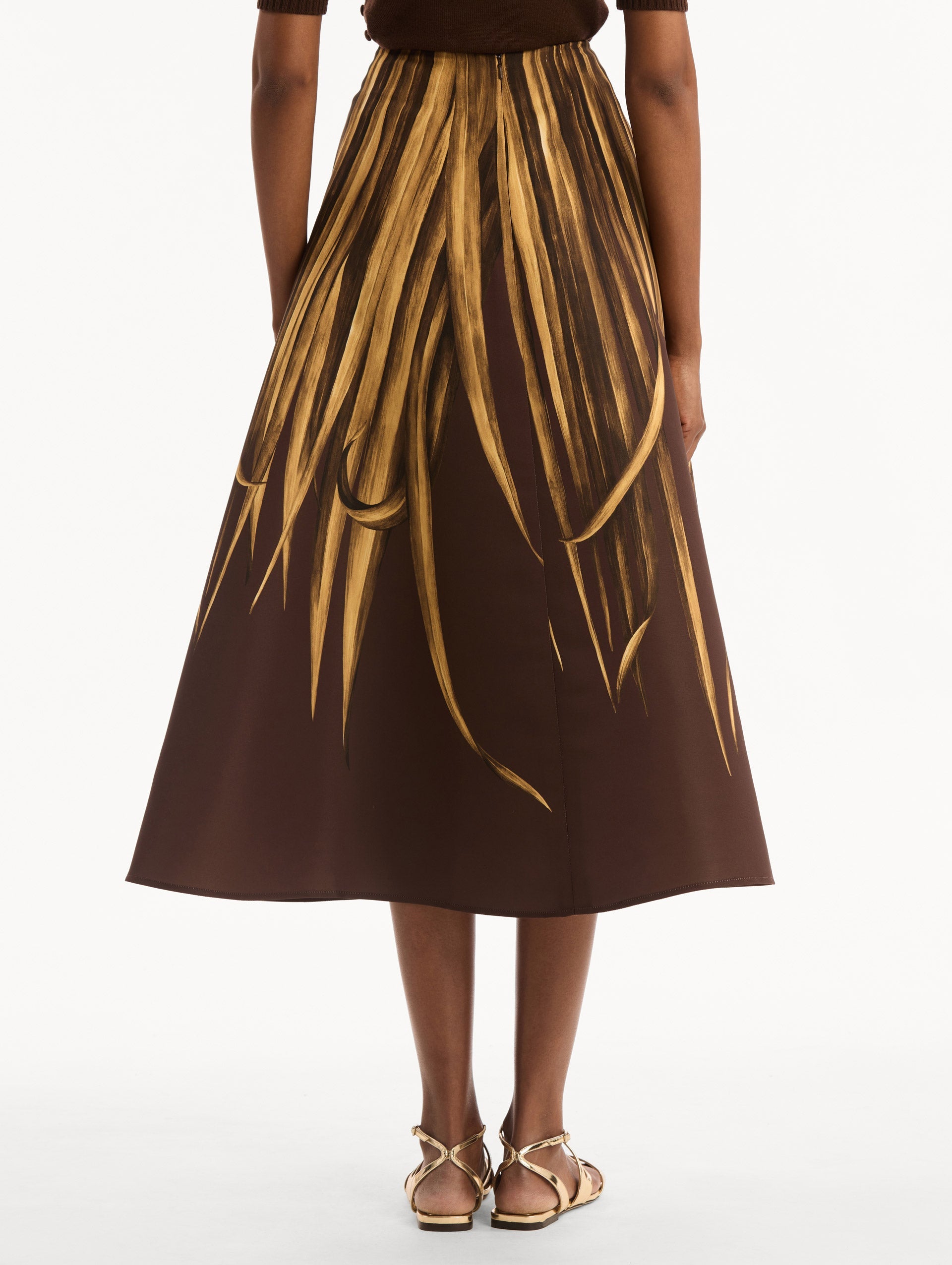 Oscar de la Renta Palm Leaves Faille Skirt