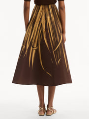 Oscar de la Renta Palm Leaves Faille Skirt
