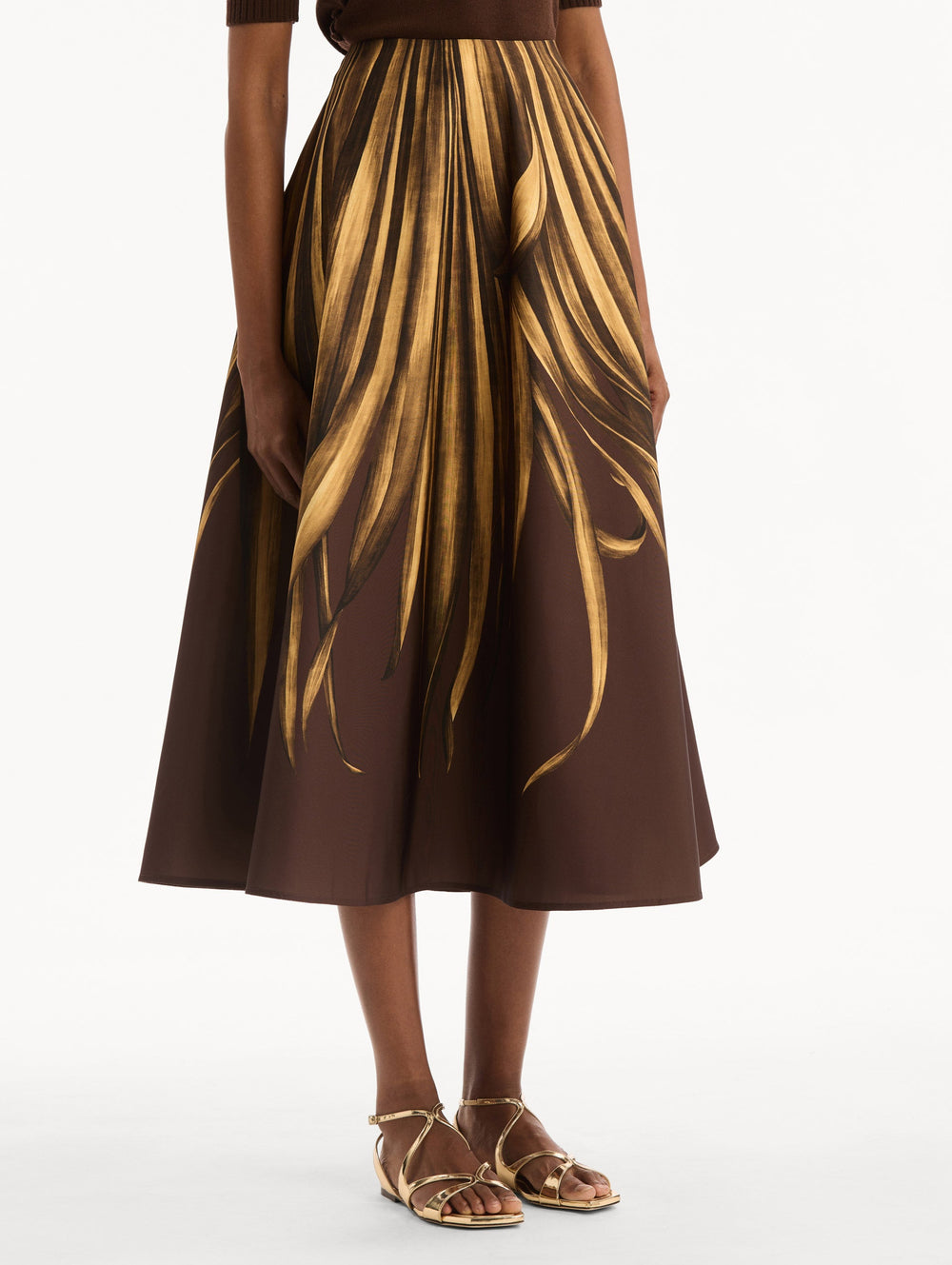 Oscar de la Renta Palm Leaves Faille Skirt