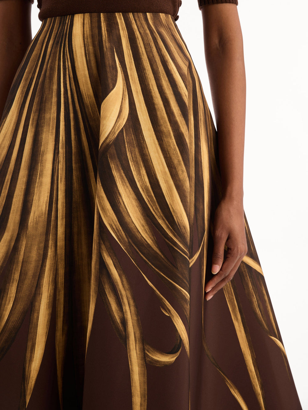 Oscar de la Renta Palm Leaves Faille Skirt