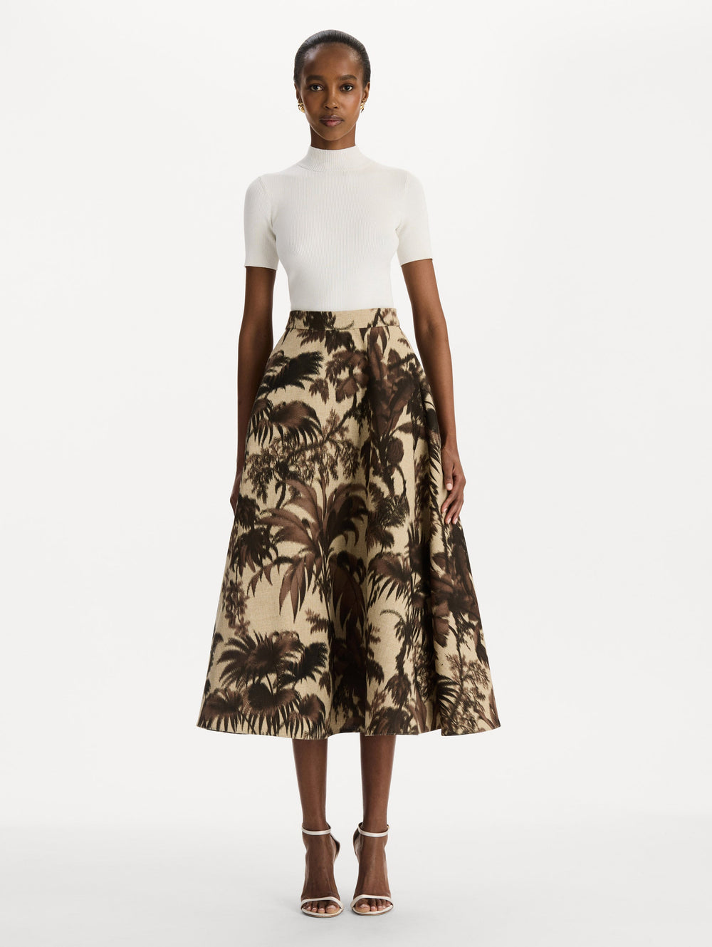 Oscar de la Renta Chiné Palm Leaves Skirt
