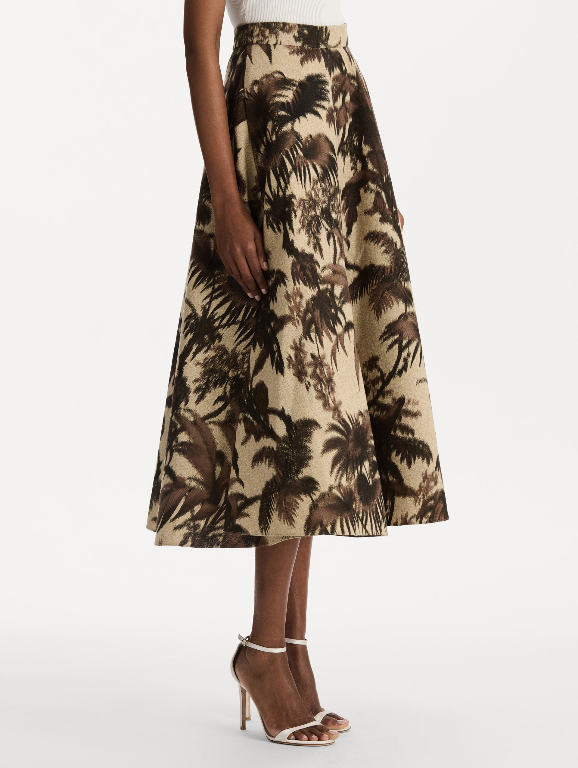Oscar de la Renta Chiné Palm Leaves Skirt