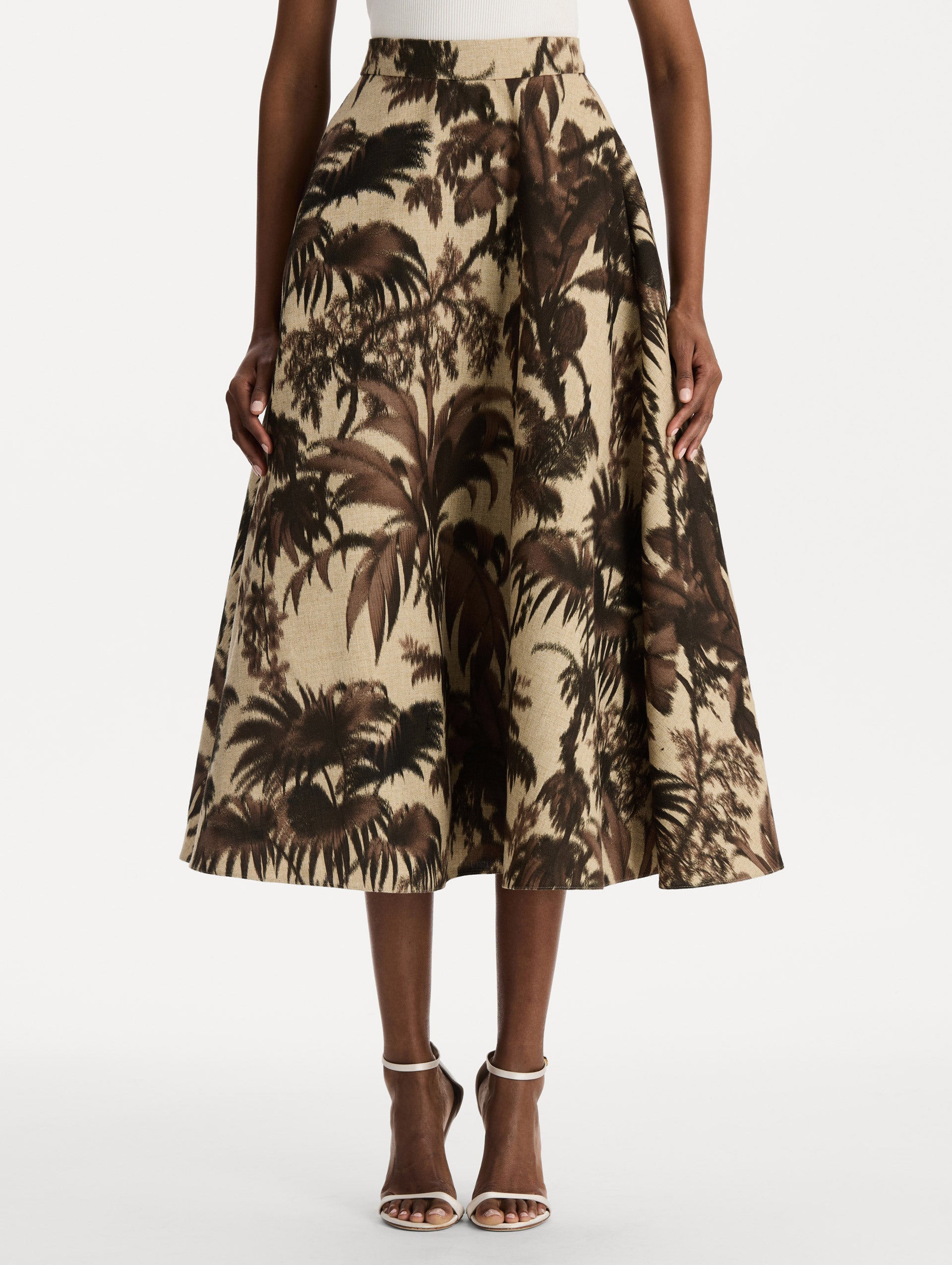 Oscar de la Renta Chiné Palm Leaves Skirt