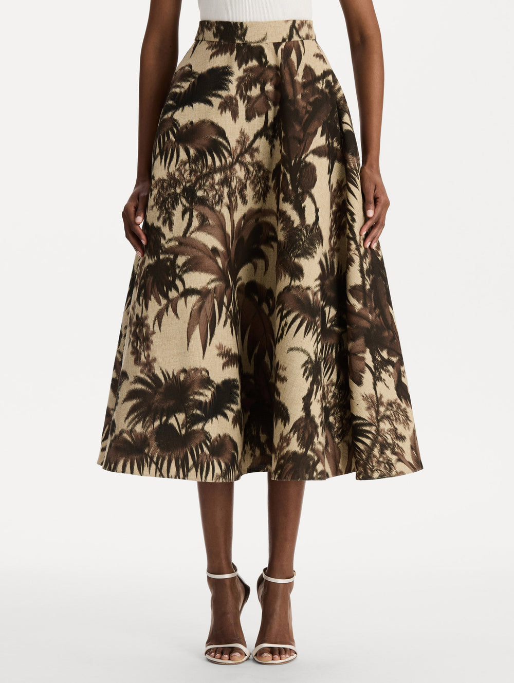 Oscar de la Renta Chiné Palm Leaves Skirt