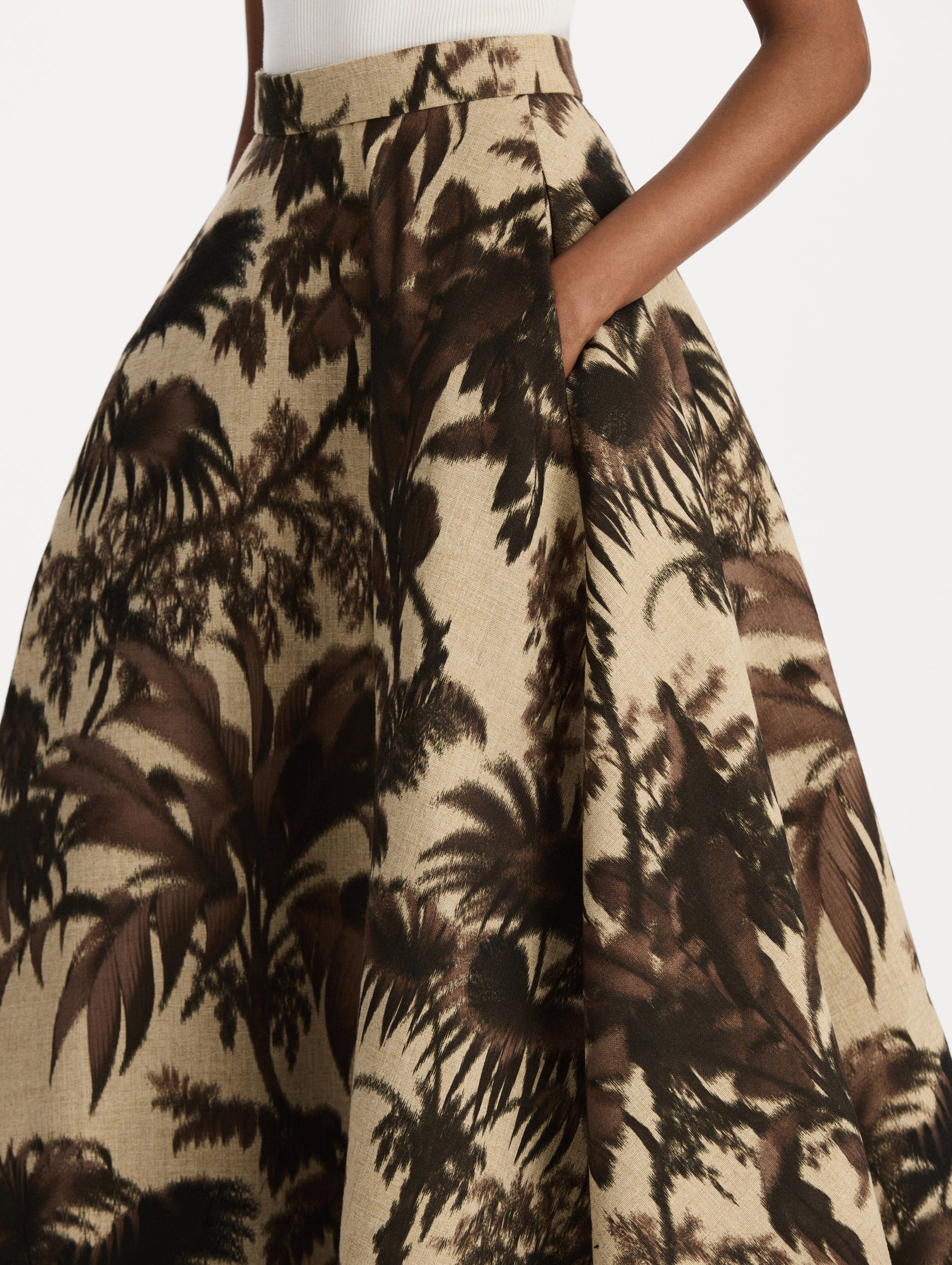 Oscar de la Renta Chiné Palm Leaves Skirt