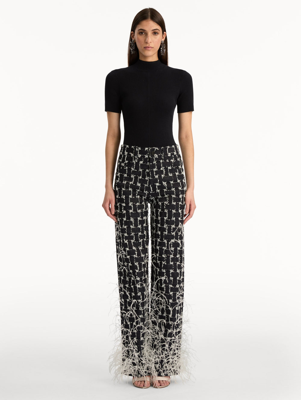 Oscar de la Renta Woven Denim Jacquard Pant