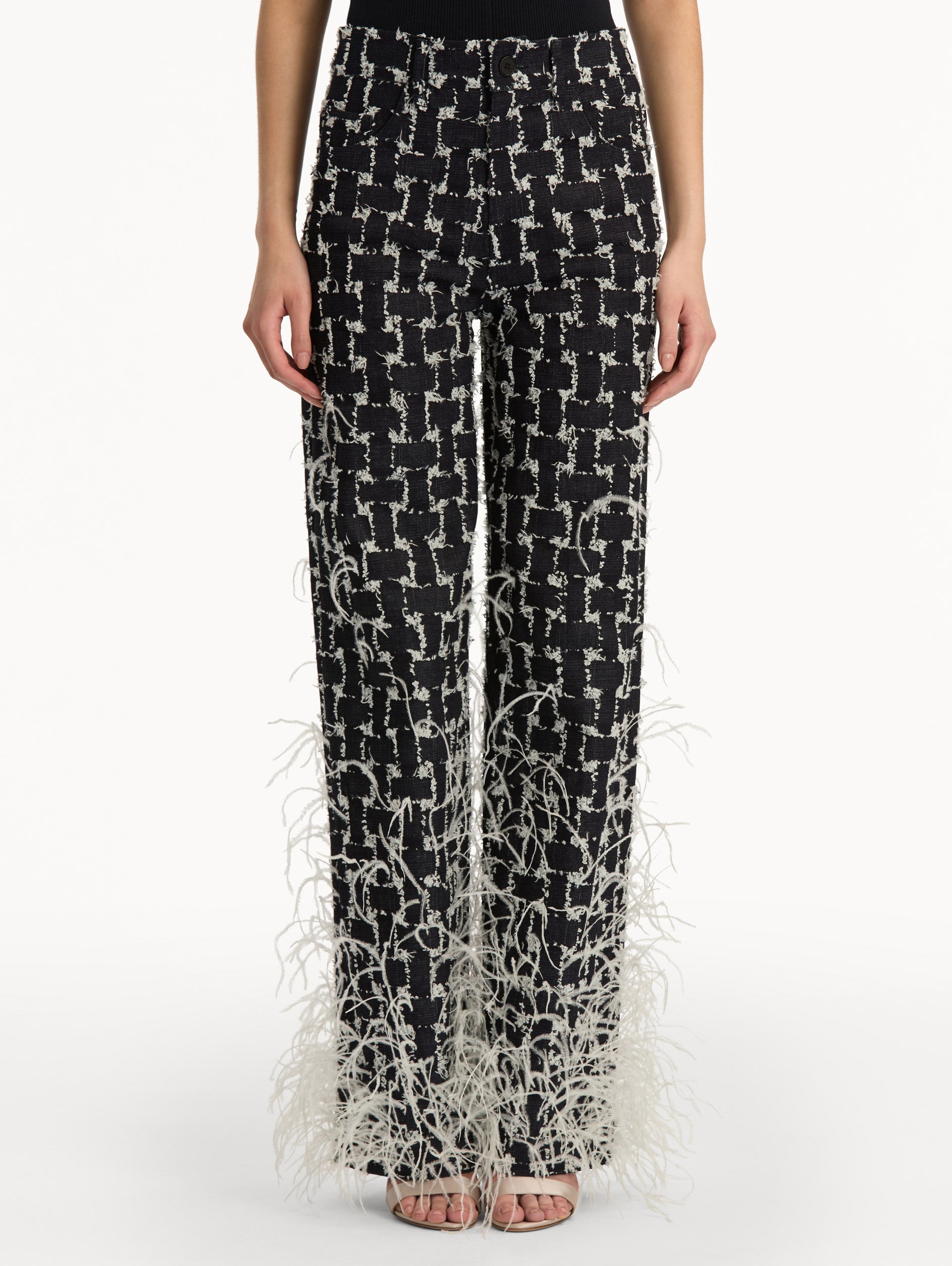 Oscar de la Renta Woven Denim Jacquard Pant