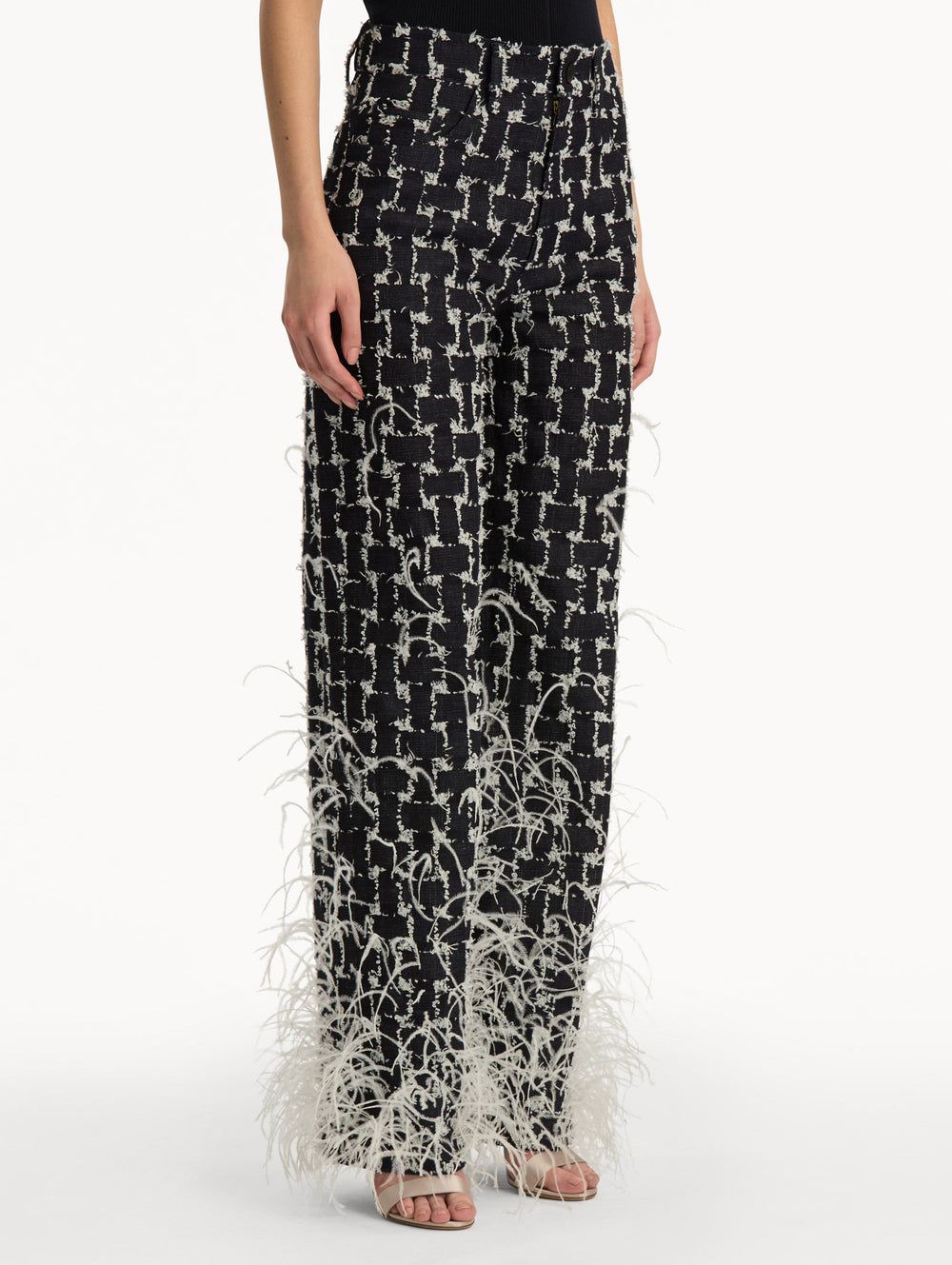 Oscar de la Renta Woven Denim Jacquard Pant