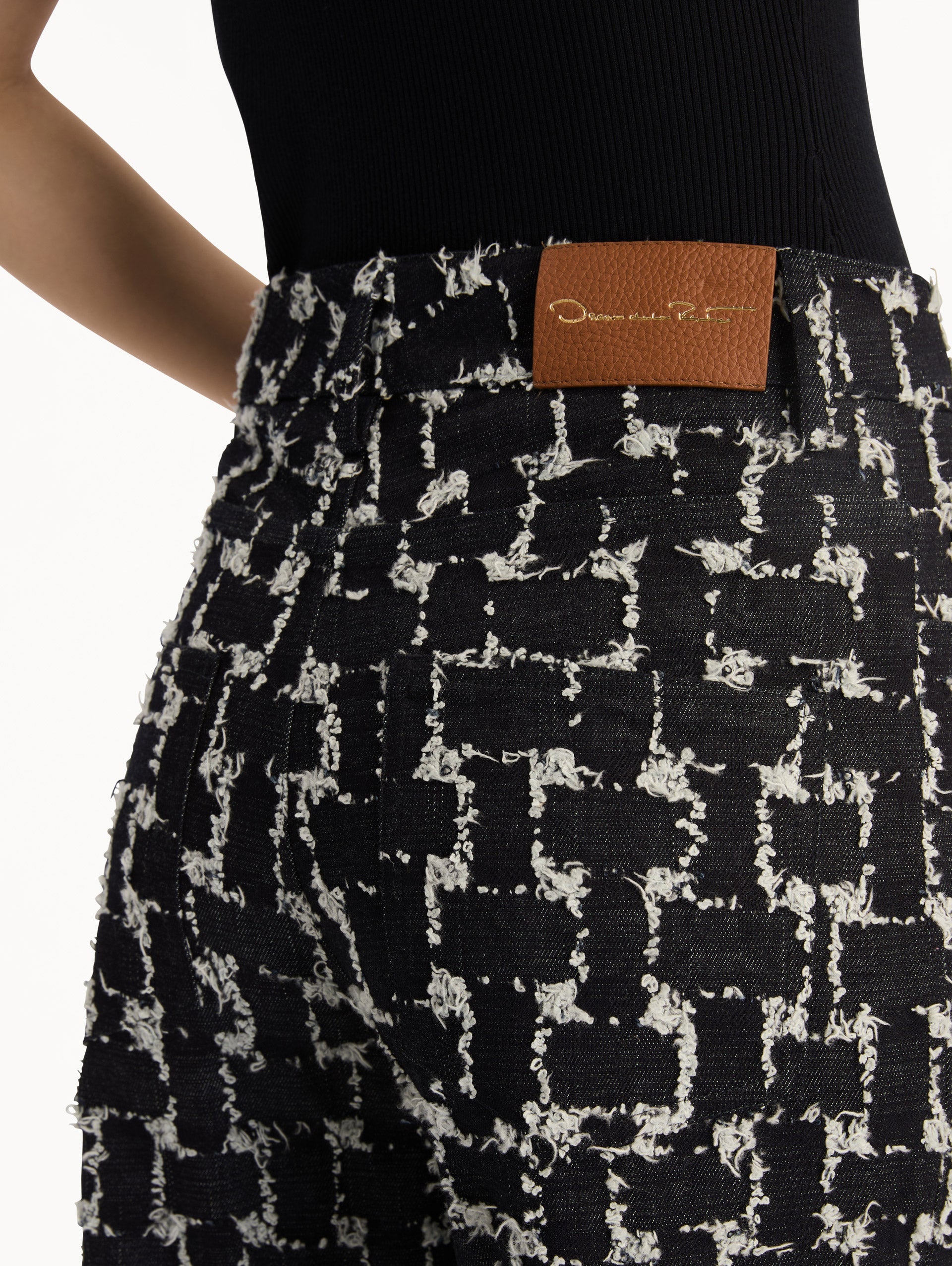 Oscar de la Renta Woven Denim Jacquard Pant