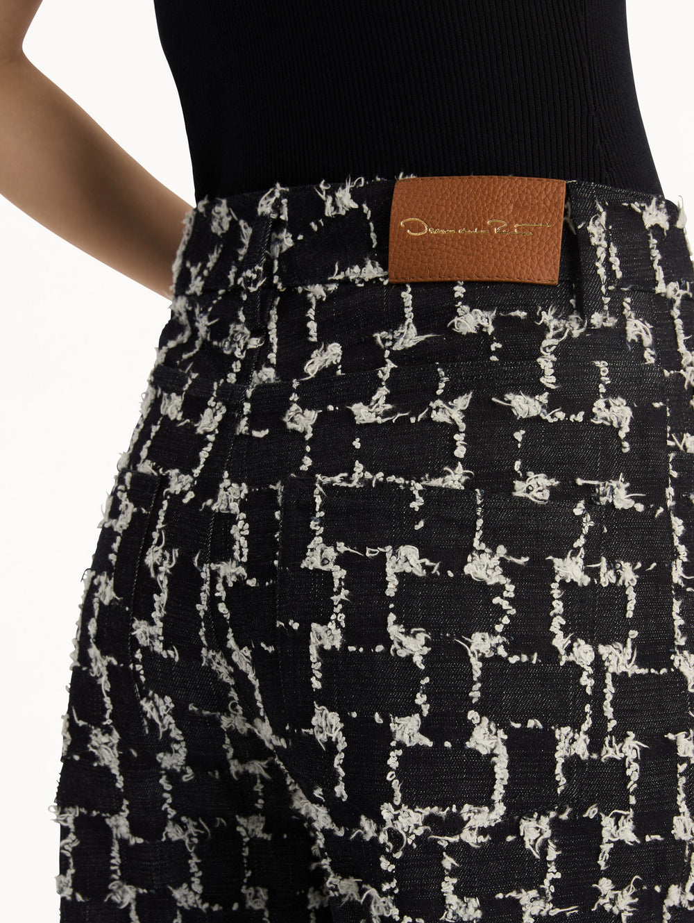 Oscar de la Renta Woven Denim Jacquard Pant