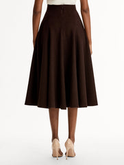 Oscar de la Renta Wool Tweed Pleated Skirt