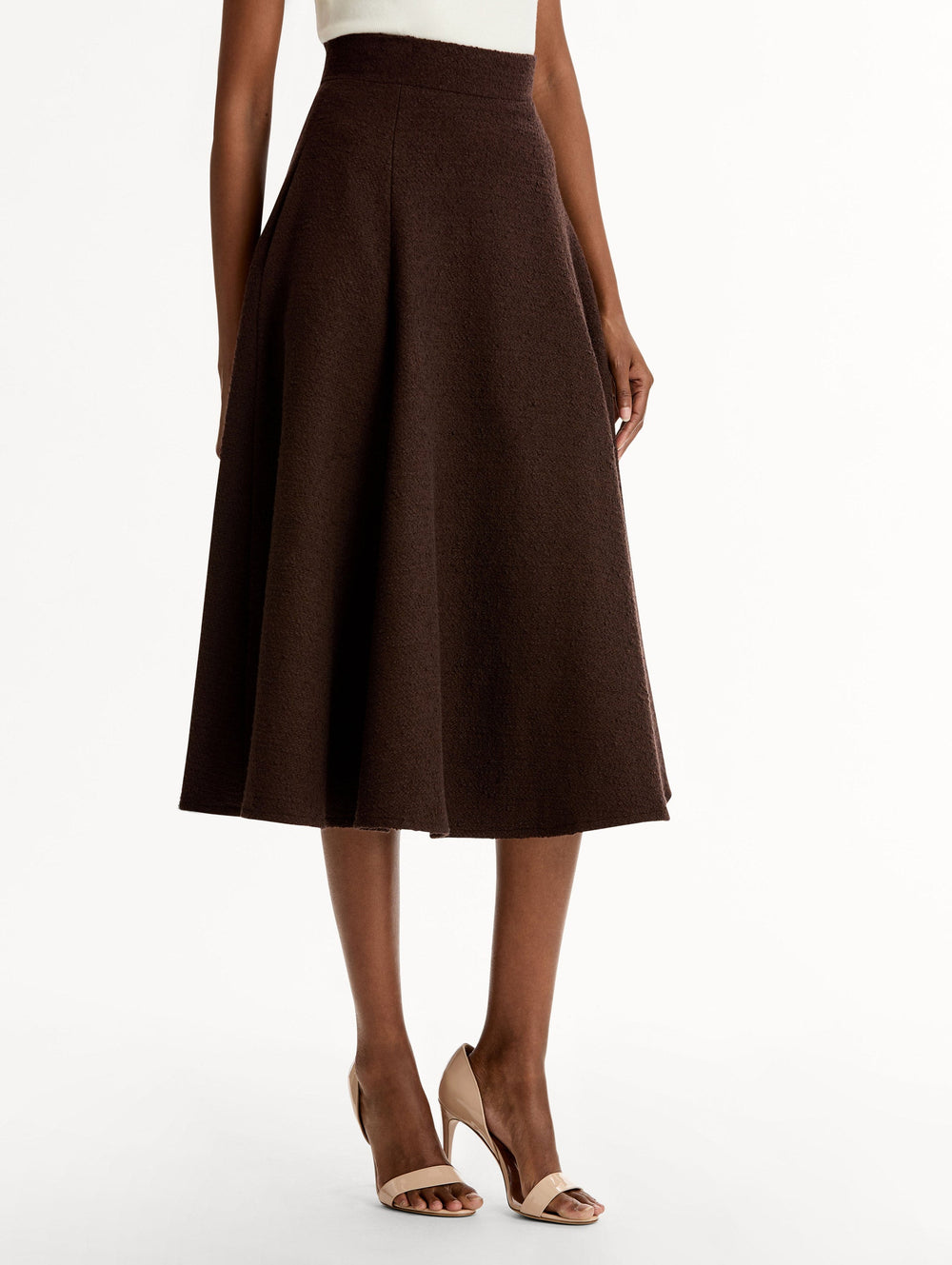 Oscar de la Renta Wool Tweed Pleated Skirt