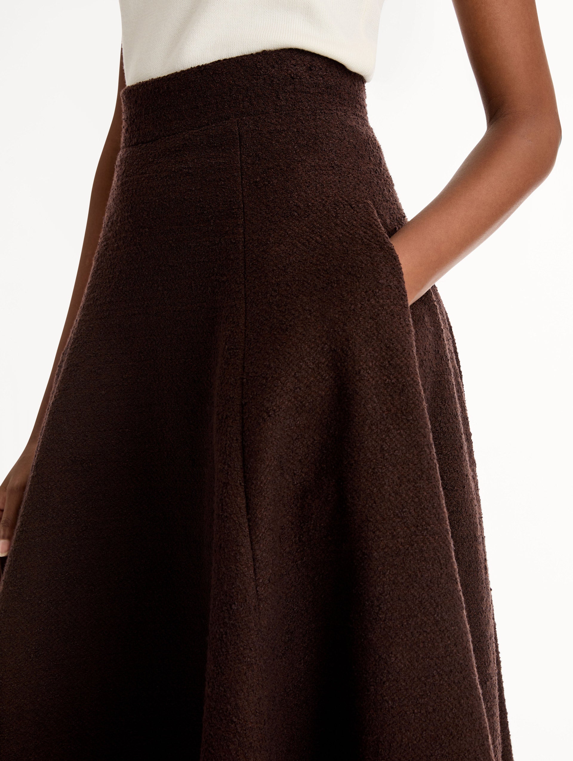 Oscar de la Renta Wool Tweed Pleated Skirt