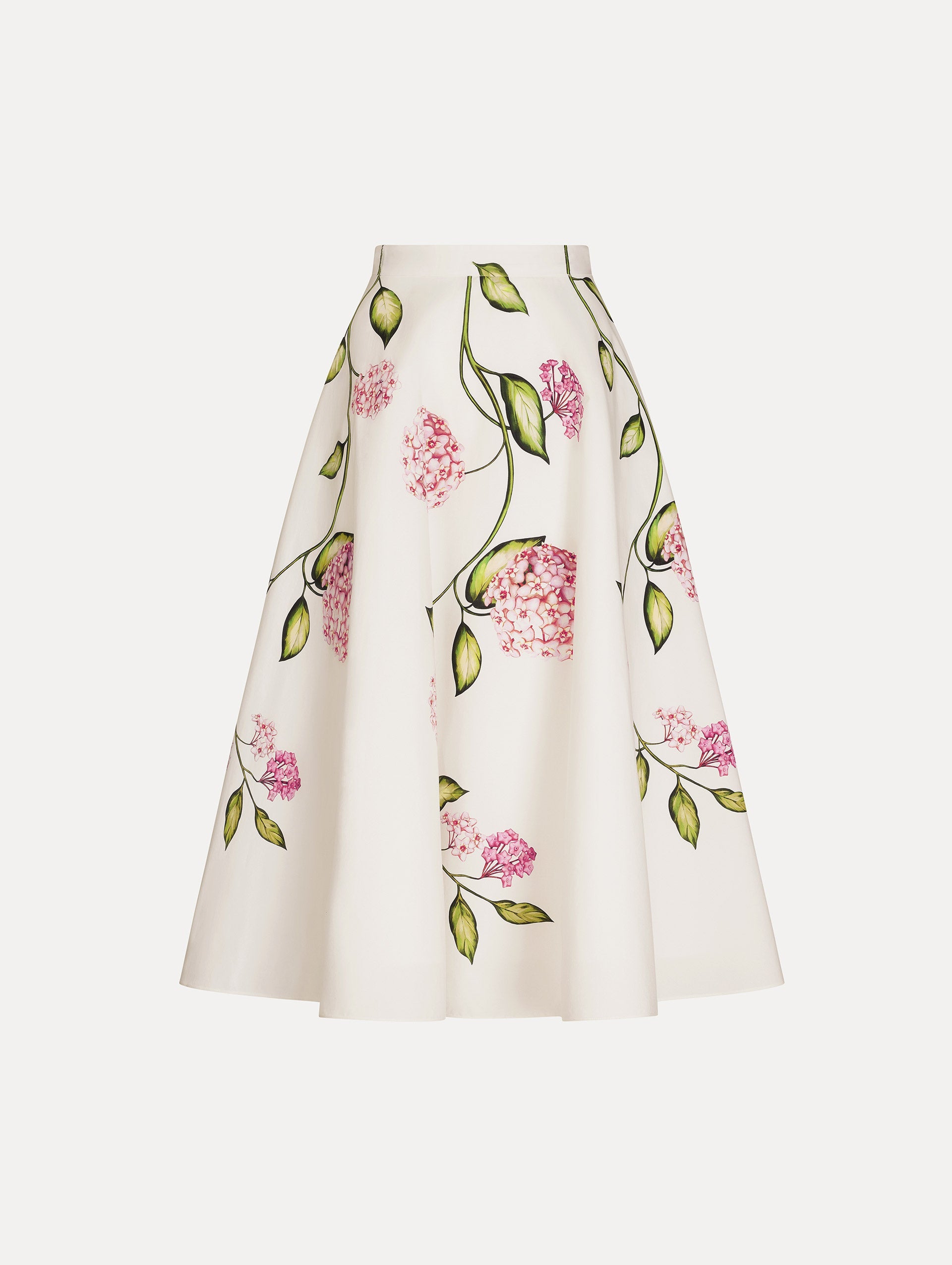 Oscar de la Renta Porcelain Flower Cotton Poplin Skirt
