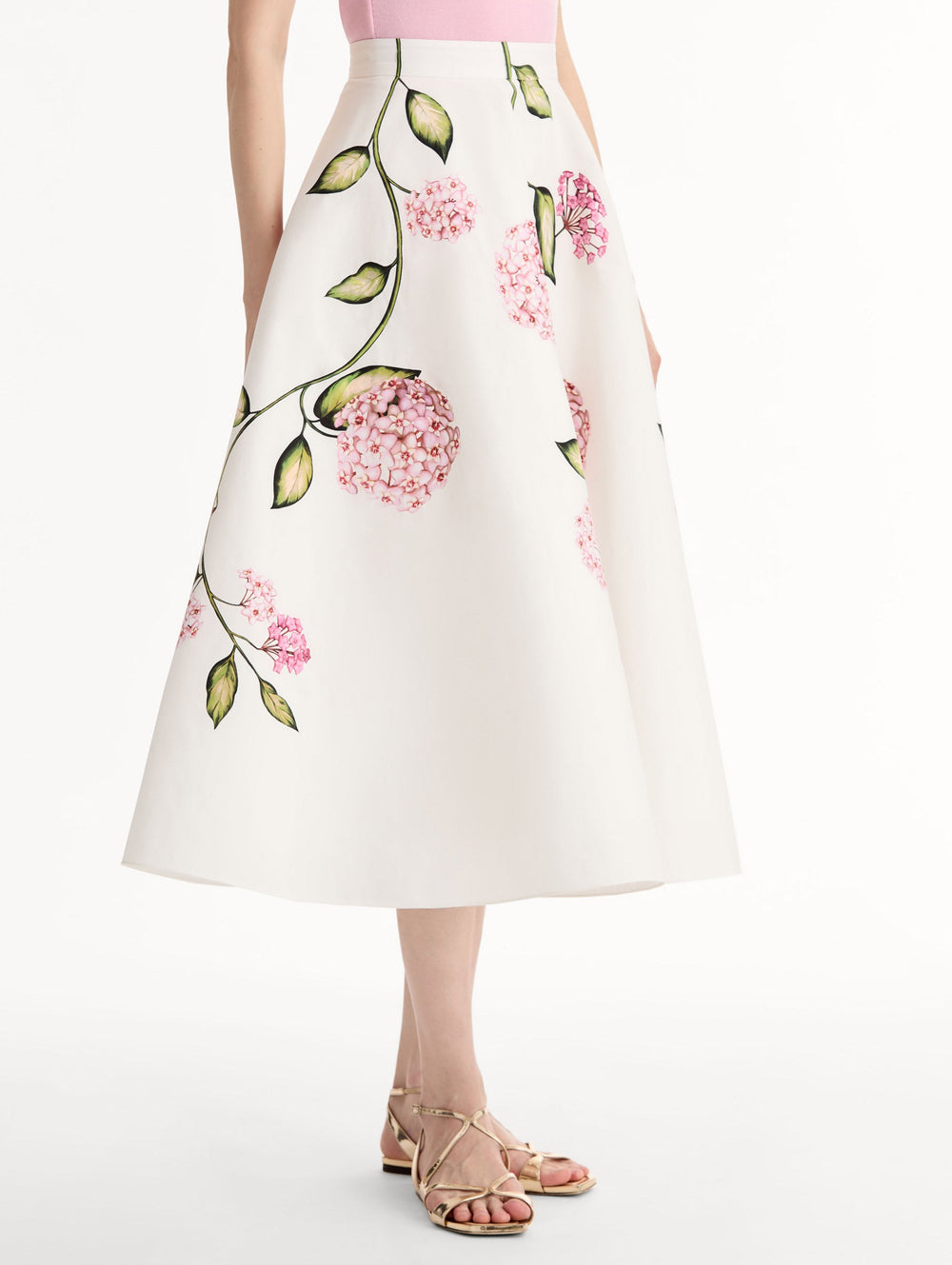 Oscar de la Renta Porcelain Flower Cotton Poplin Skirt