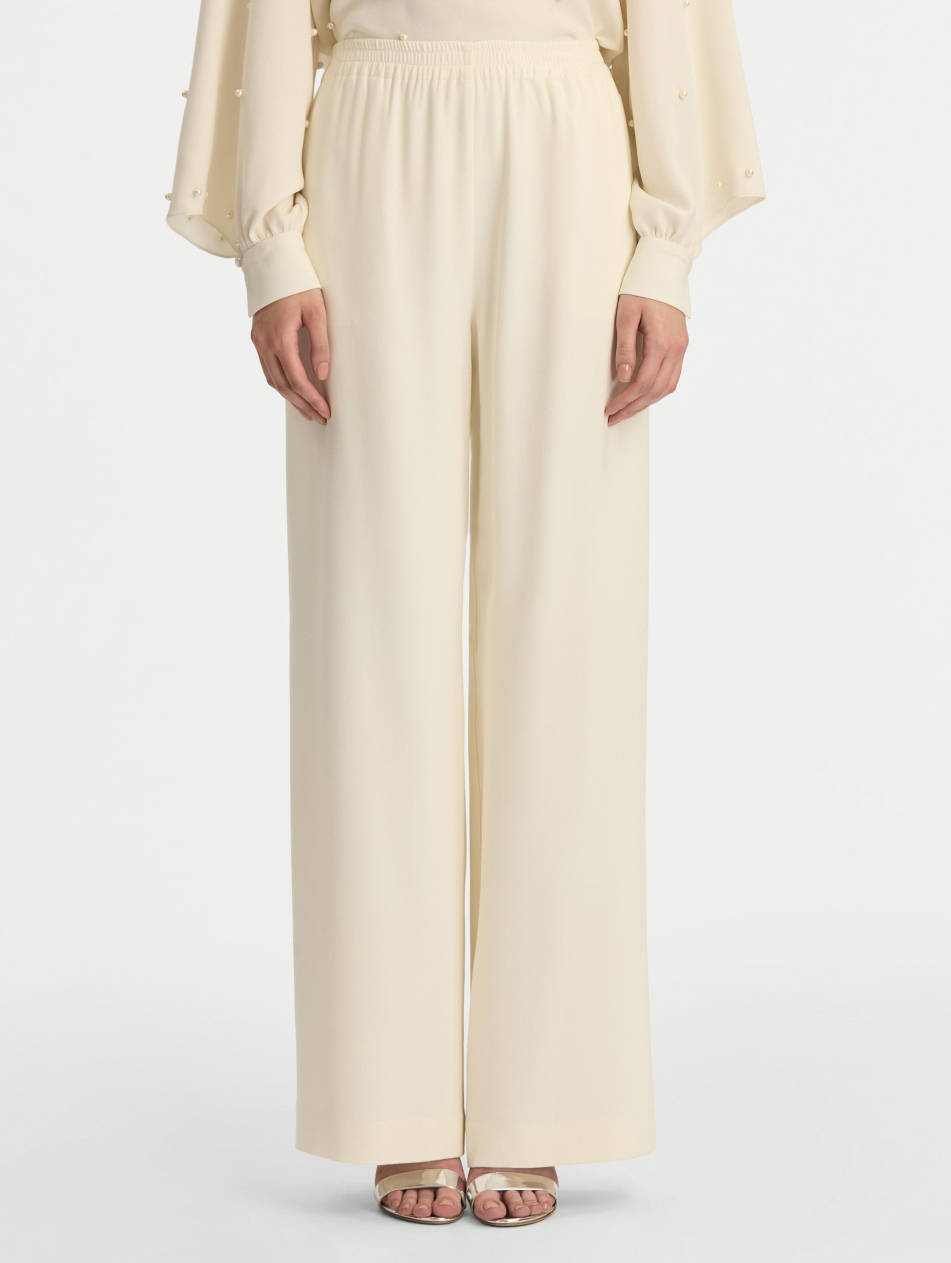 Oscar de la Renta Silk Georgette Wide Leg Pant