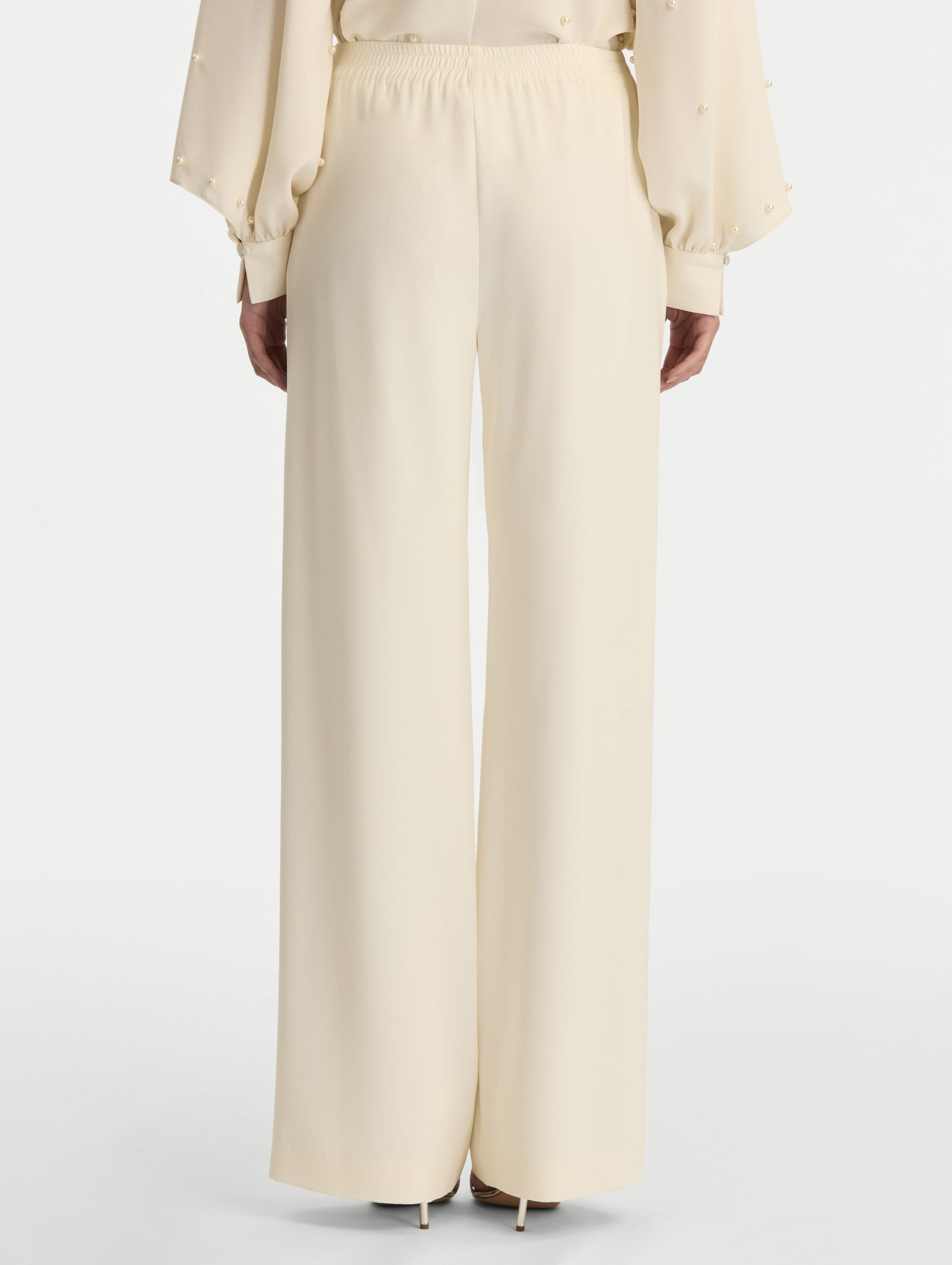 Oscar de la Renta Silk Georgette Wide Leg Pant