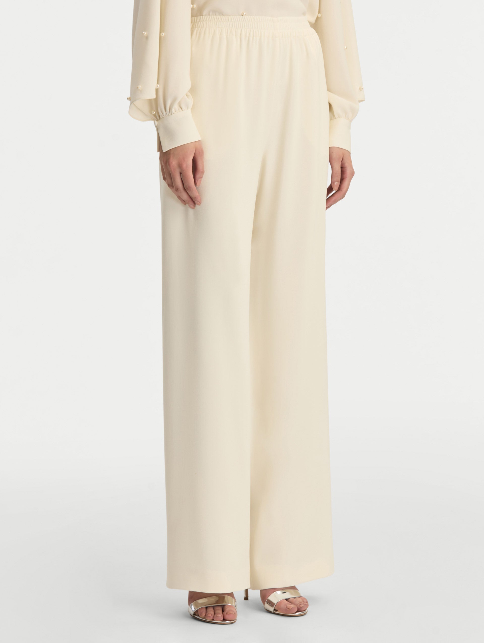 Oscar de la Renta Silk Georgette Wide Leg Pant