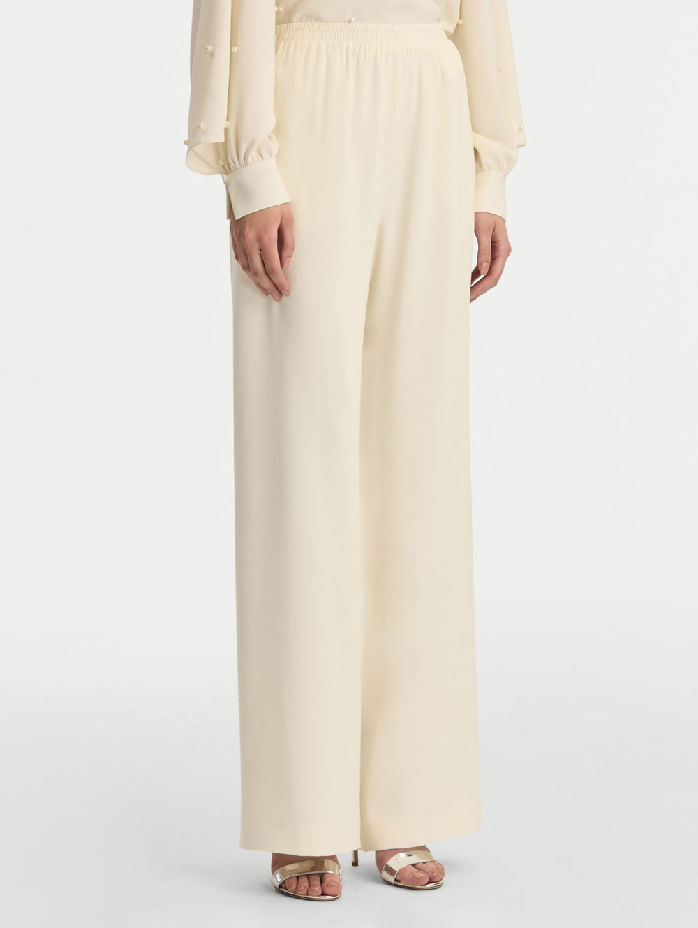 Oscar de la Renta Silk Georgette Wide Leg Pant