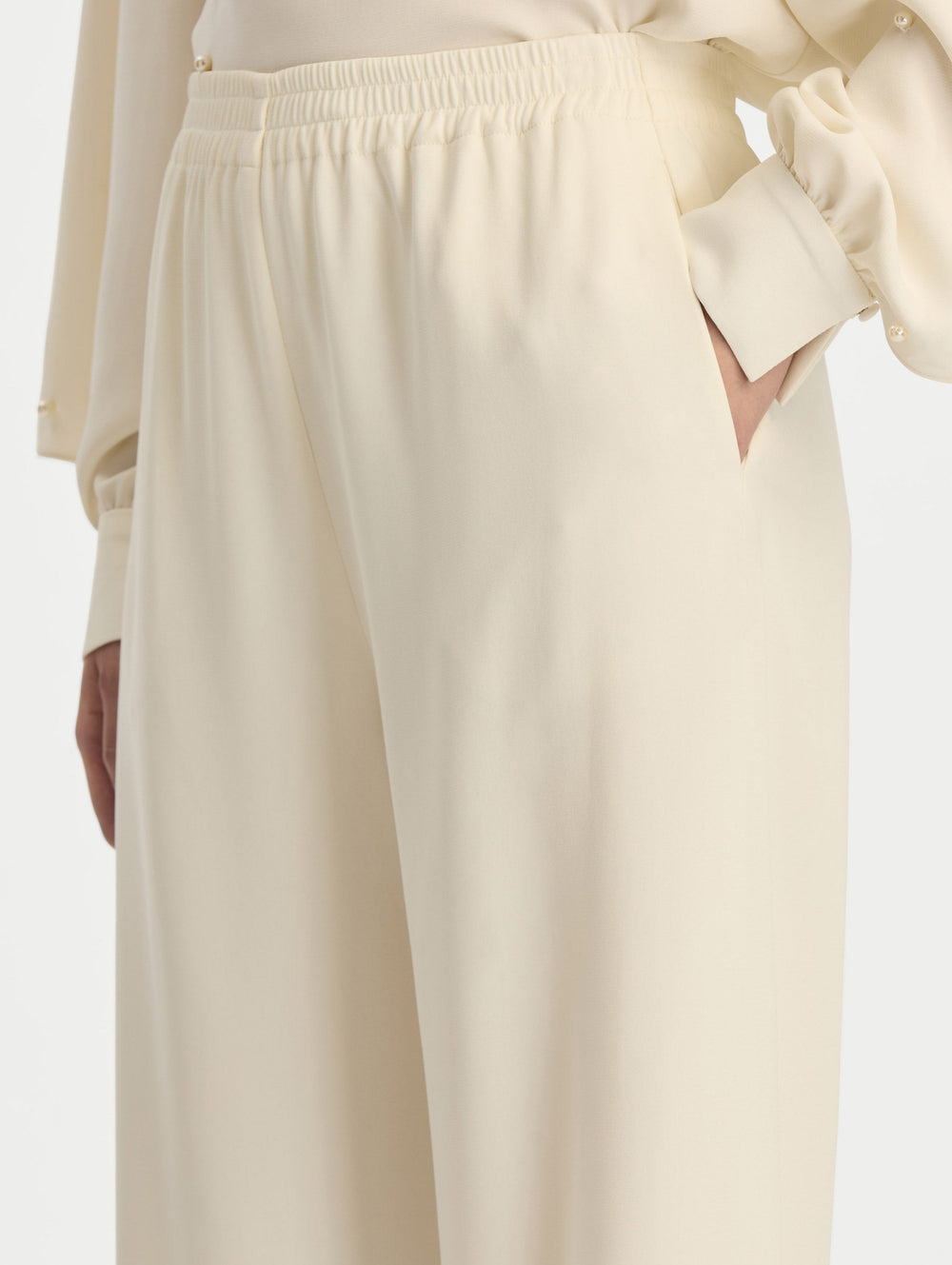 Oscar de la Renta Silk Georgette Wide Leg Pant