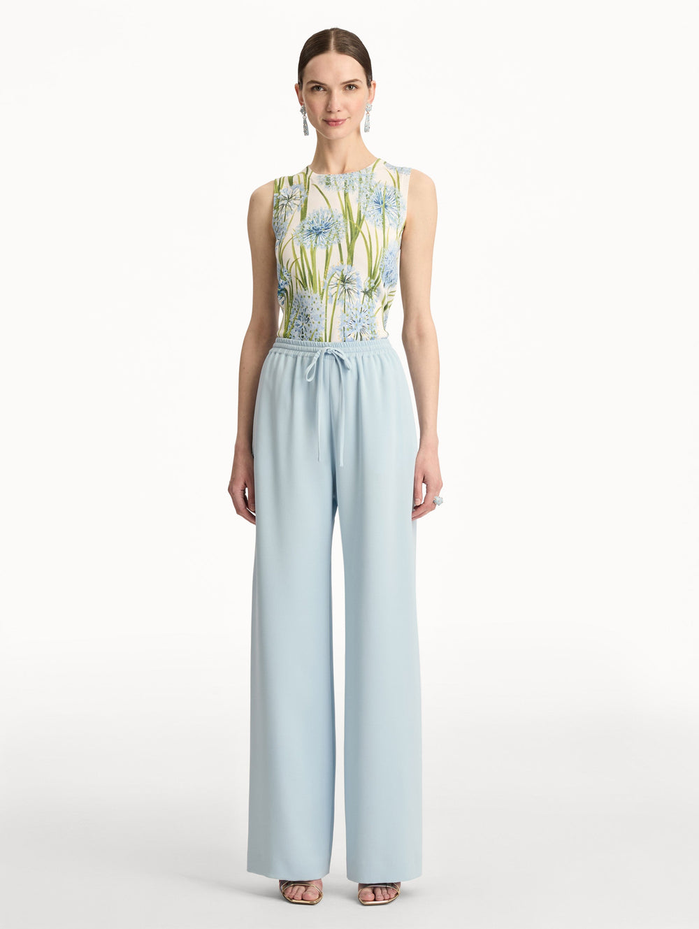 Oscar de la Renta Silk Georgette Drawstring Pant