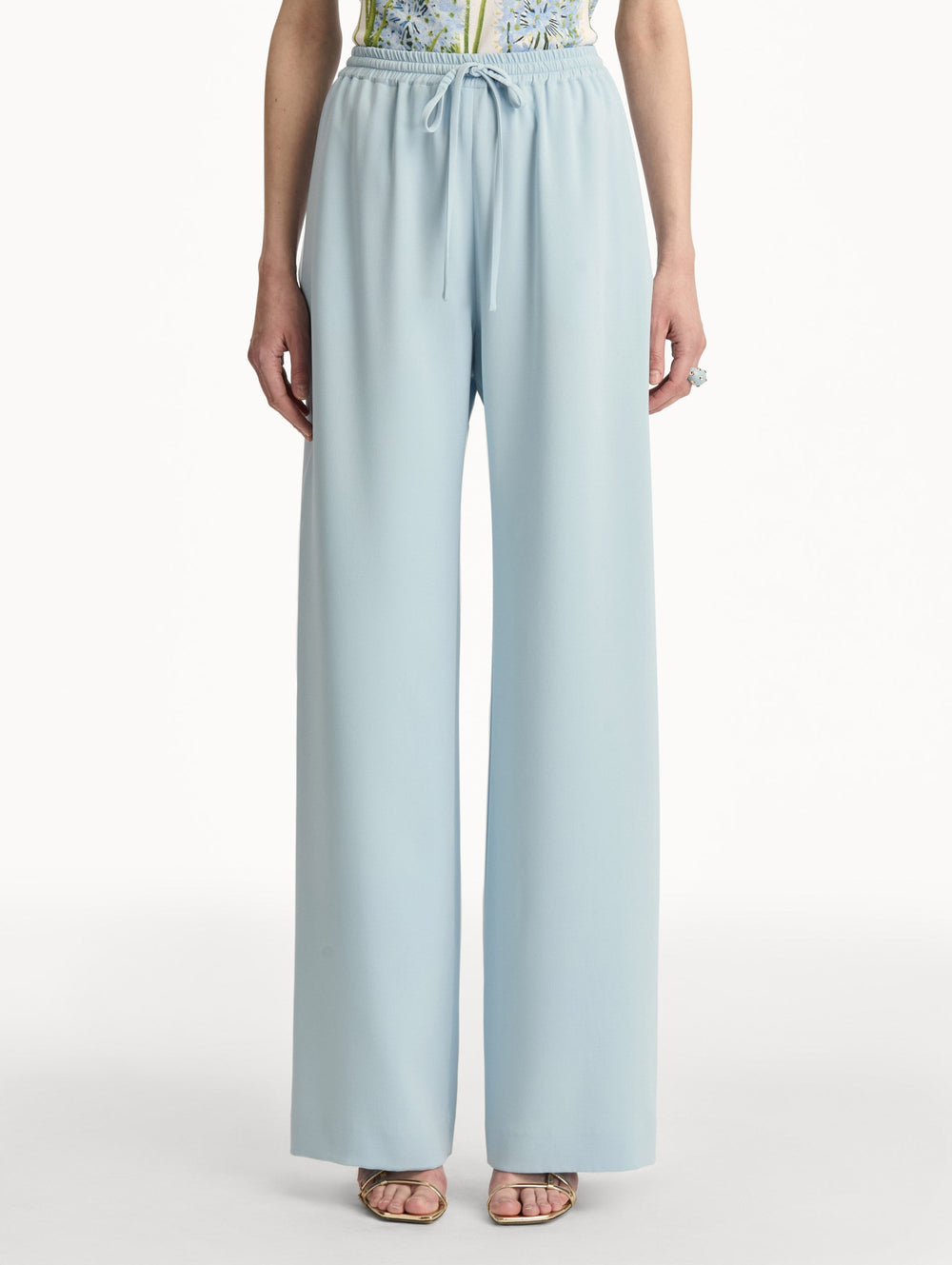 Oscar de la Renta Silk Georgette Drawstring Pant