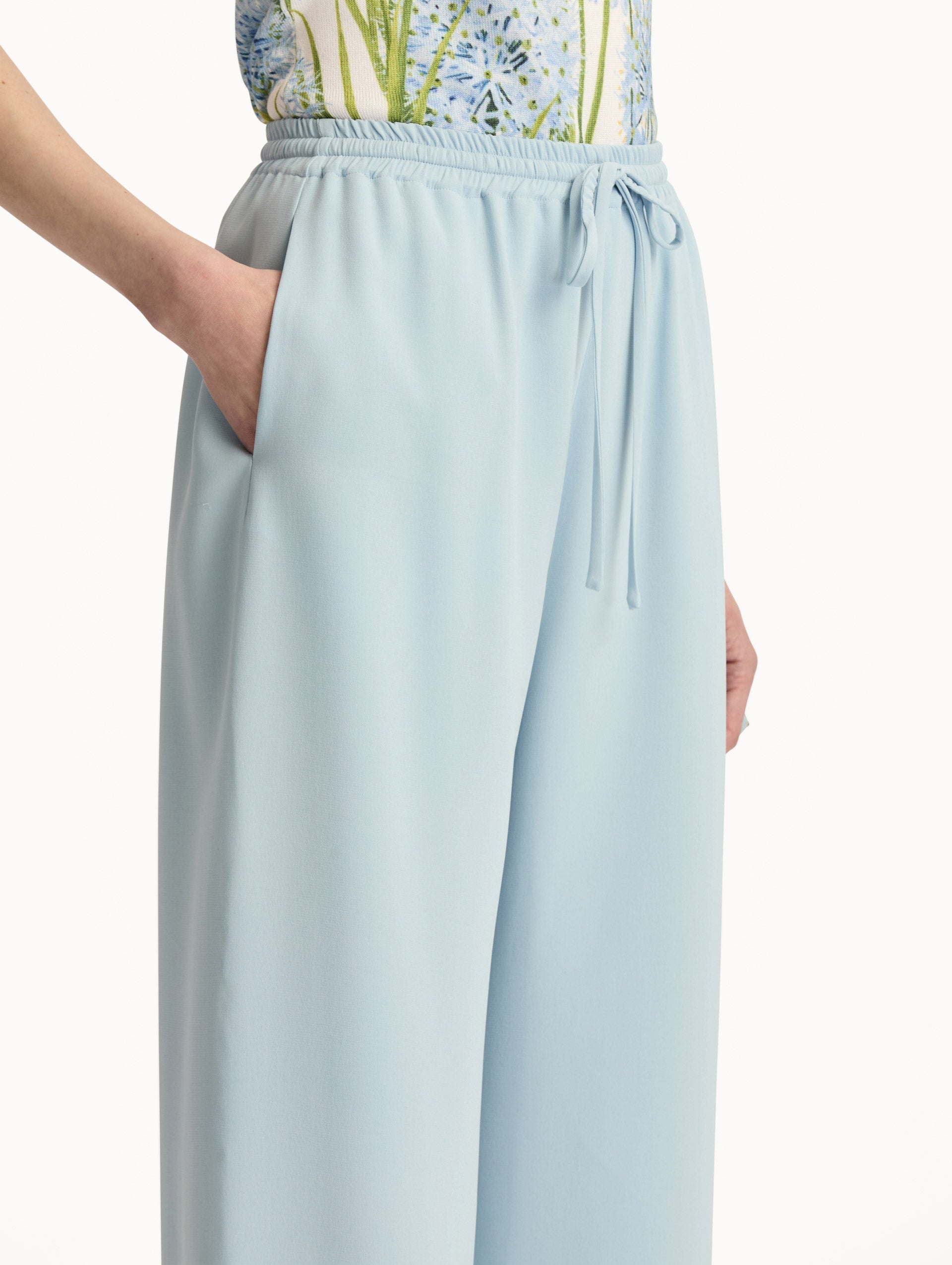Oscar de la Renta Silk Georgette Drawstring Pant