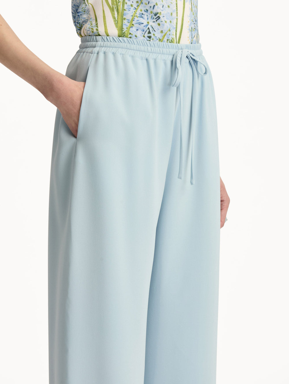Oscar de la Renta Silk Georgette Drawstring Pant