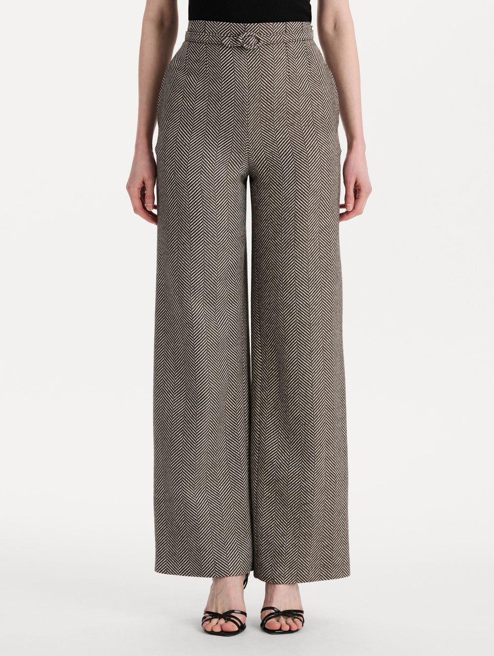 Oscar de la Renta Chevron Cashmere-Blend Pant
