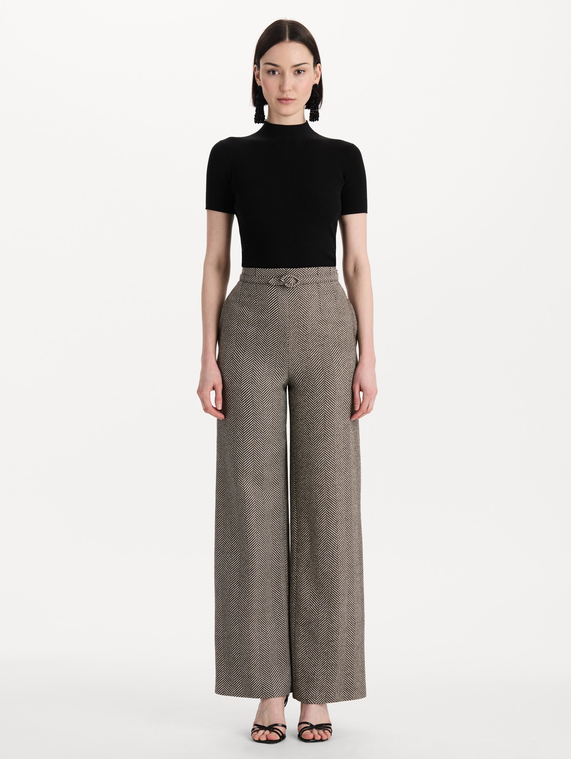 Oscar de la Renta Chevron Cashmere-Blend Pant