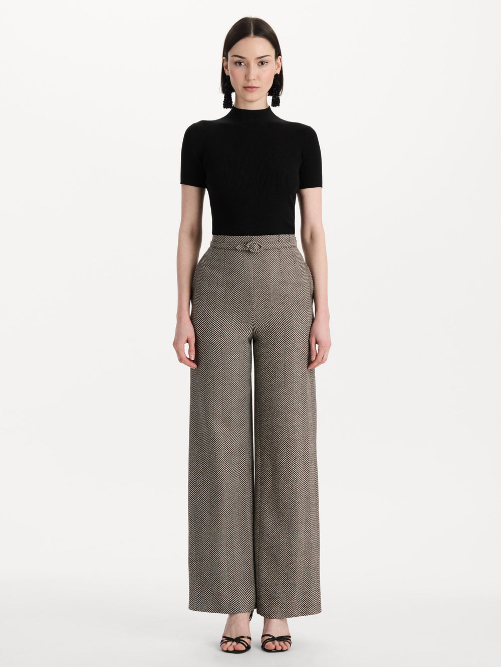 Oscar de la Renta Chevron Cashmere-Blend Pant