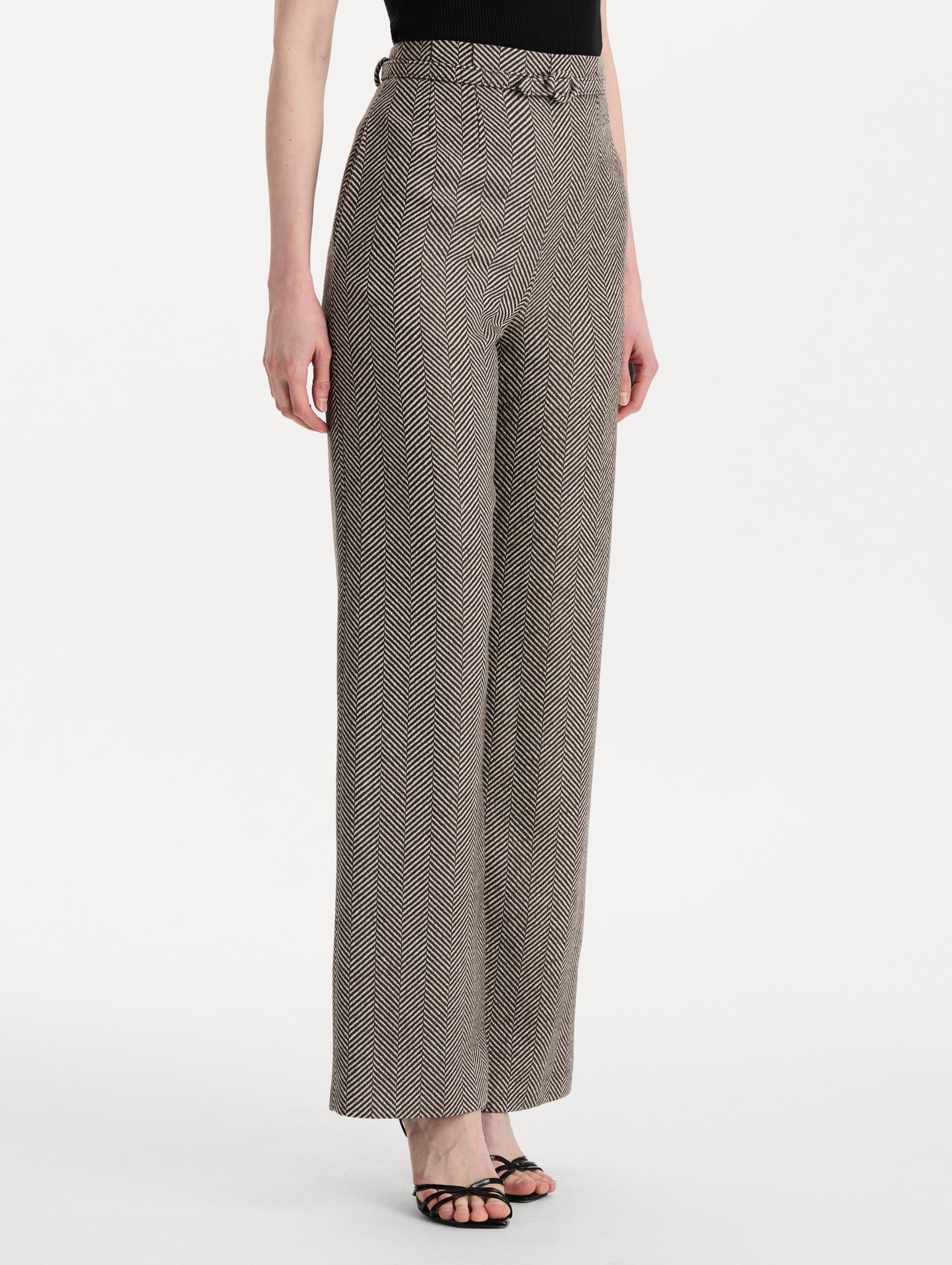 Oscar de la Renta Chevron Cashmere-Blend Pant