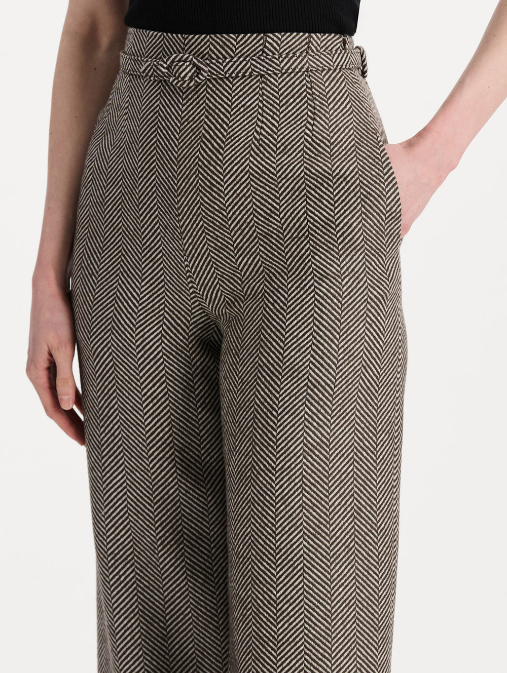Oscar de la Renta Chevron Cashmere-Blend Pant