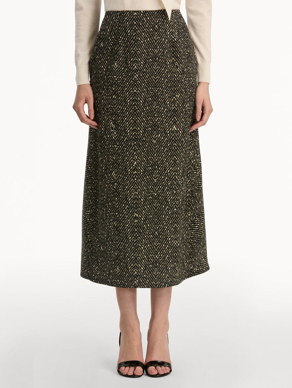 Oscar de la Renta Chevron Wool Skirt