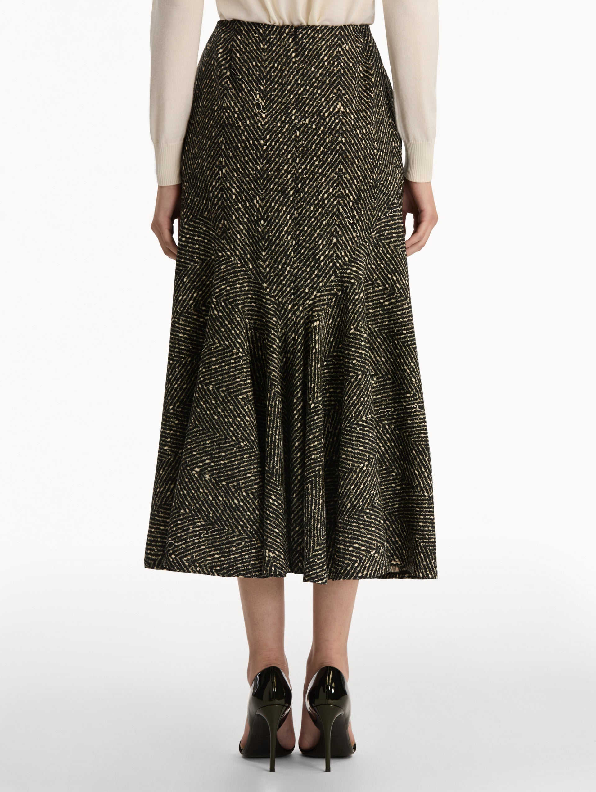 Oscar de la Renta Chevron Wool Skirt