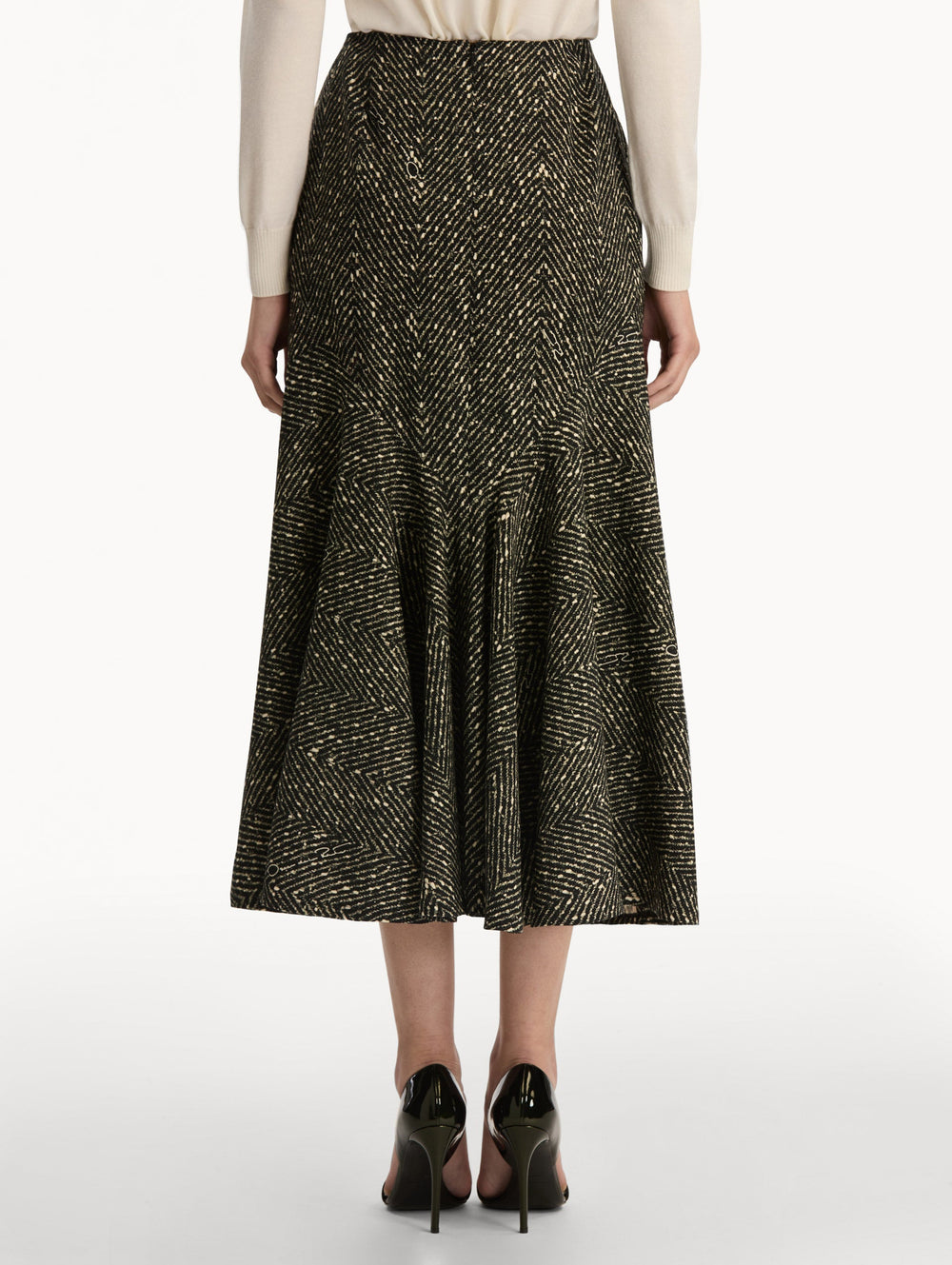 Oscar de la Renta Chevron Wool Skirt