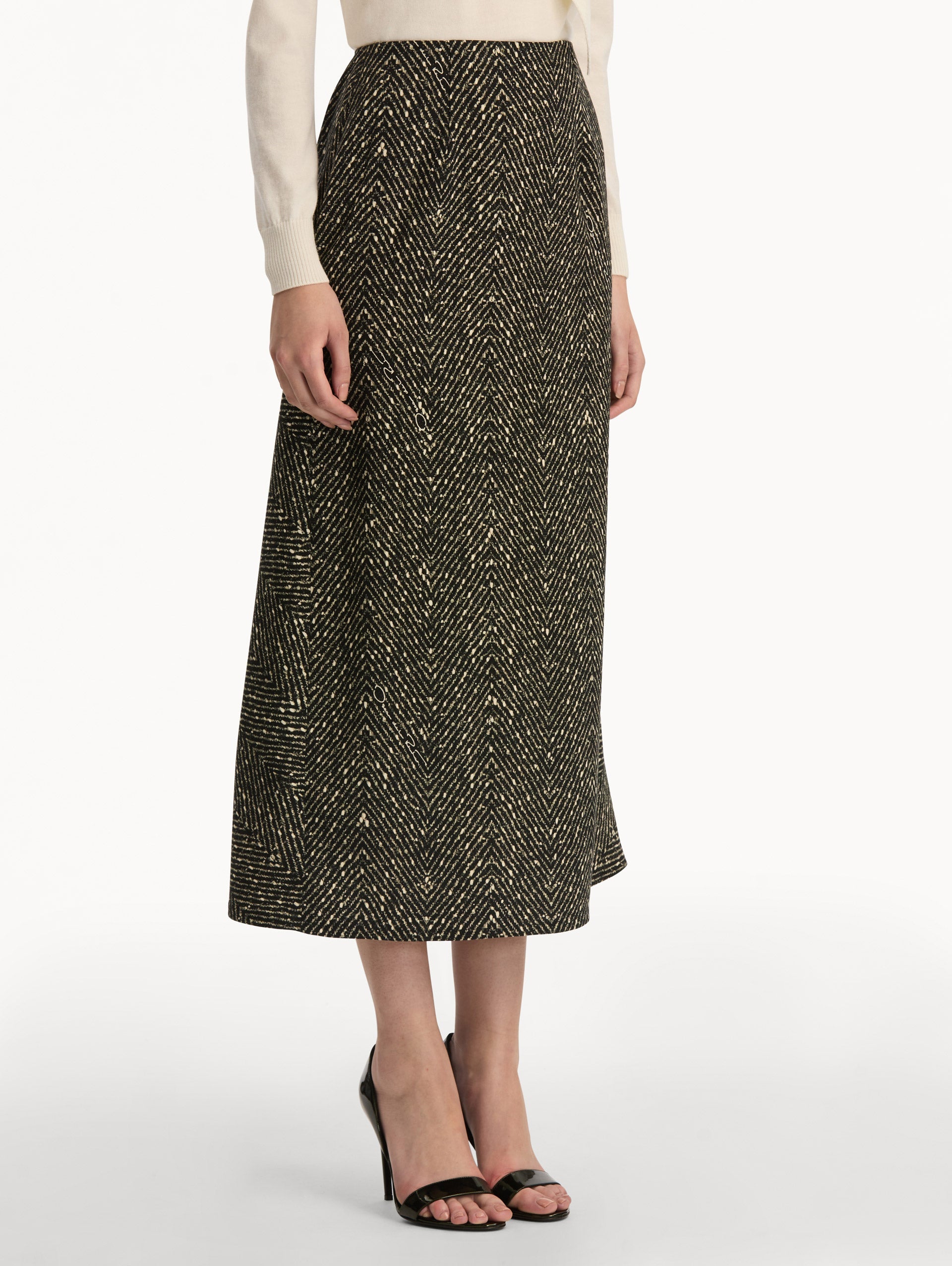 Oscar de la Renta Chevron Wool Skirt