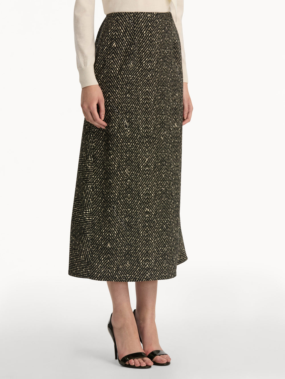 Oscar de la Renta Chevron Wool Skirt