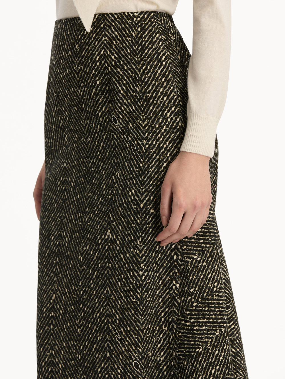 Oscar de la Renta Chevron Wool Skirt